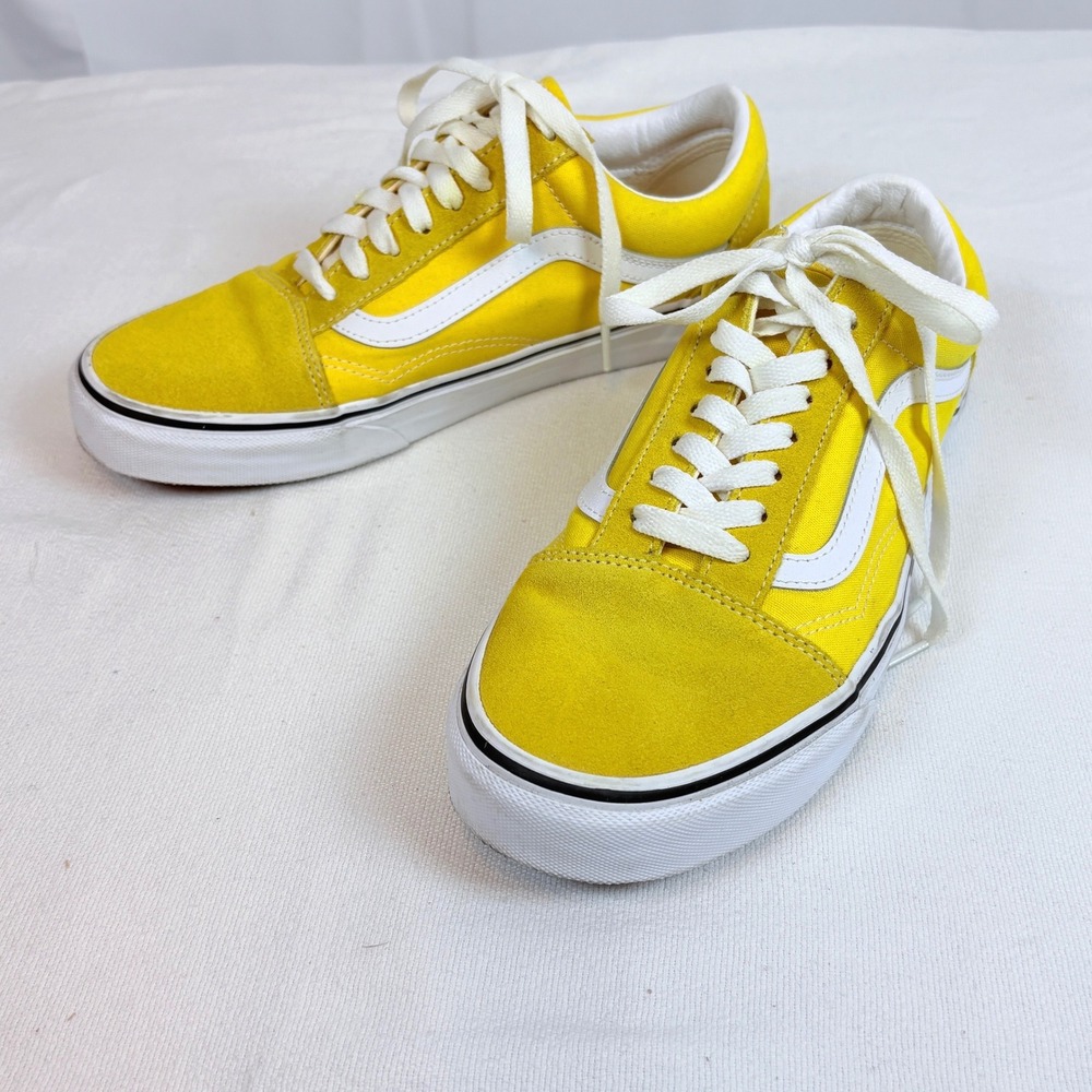 Vans Old Skool Yellow Suede Canvas Low Top Sneakers Unisex Womens 9 Mens 7.5